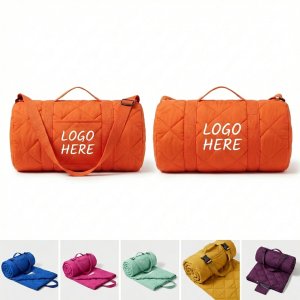 Quilted Roll-Up Travel Blanket with Carry Strap